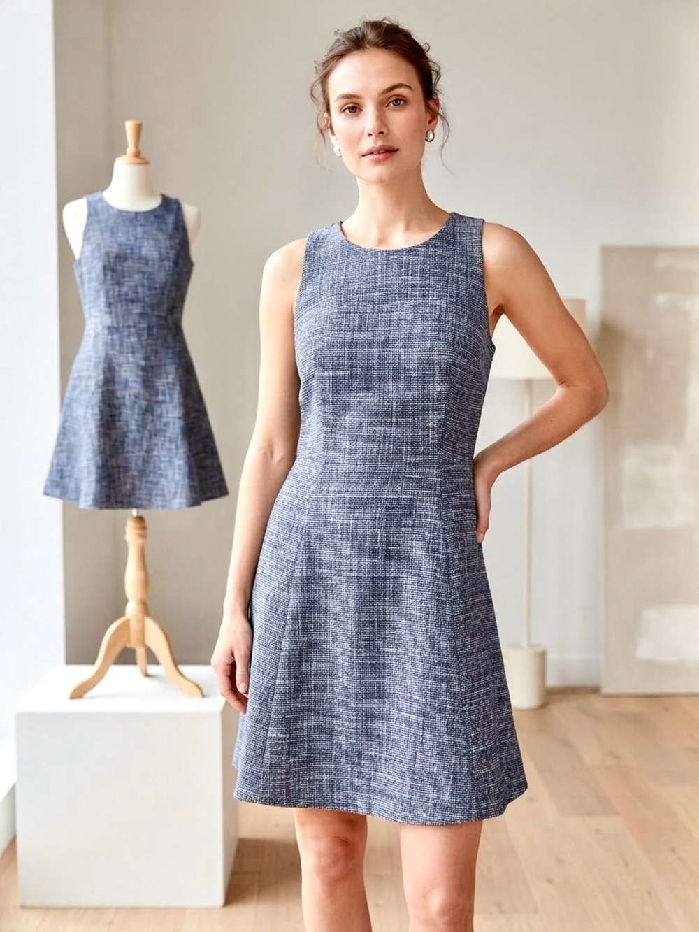 GAP Navy Textured Sleeveless A-Line Dress - Size 6